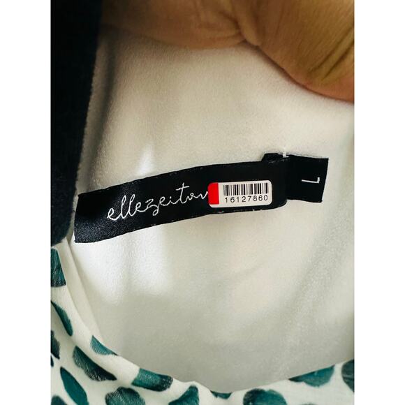 ELLE ZEITOUNE Blue Polka Dot Satin Halter Neckline Tie Waist Grace Gown Size L - Picture 12 of 16